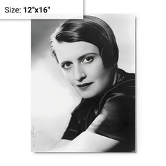 Ayn Rand metal print on a plain backdrop in size 12"x16".