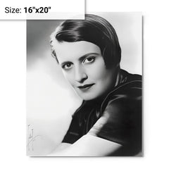 Ayn Rand metal print on a plain backdrop in size 16"x20".