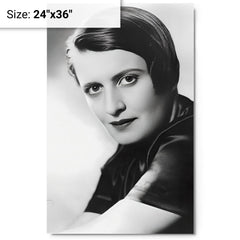 Ayn Rand metal print on a plain backdrop in size 24"x36".