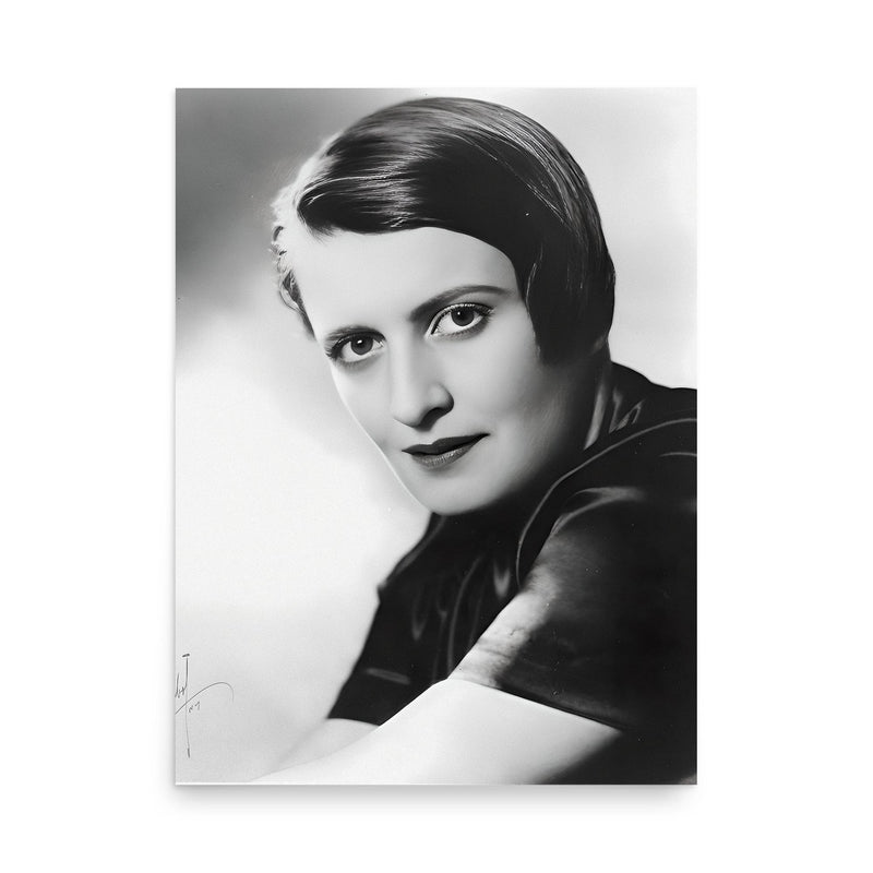 Ayn Rand poster on a plain backdrop in size 18