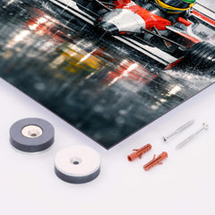 Ayrton Senna style rain racer without likeness metal print mockup