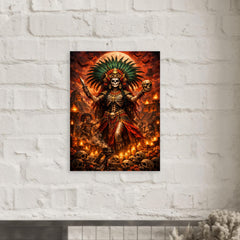 Aztec death goddess Mictecacihuatl festival grandeur metal print mockup