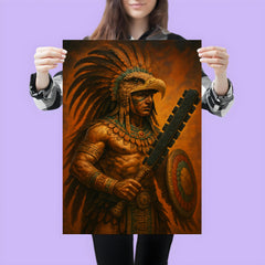 Aztec eagle warrior with obsidian macuahuitl poster 3