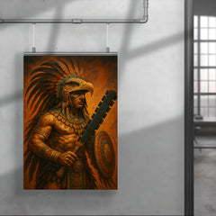 Aztec eagle warrior with obsidian macuahuitl poster 4
