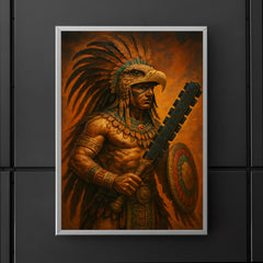 Aztec eagle warrior with obsidian macuahuitl poster 5