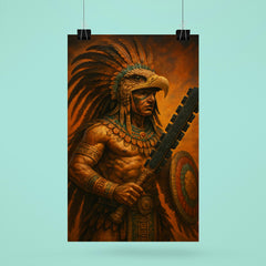 Aztec eagle warrior with obsidian macuahuitl poster 6