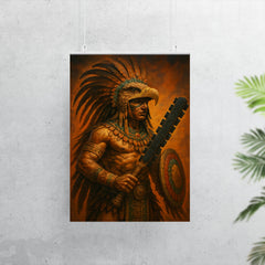 Aztec eagle warrior with obsidian macuahuitl poster 7