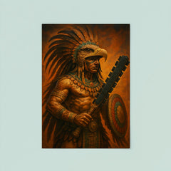 Aztec eagle warrior with obsidian macuahuitl poster 8