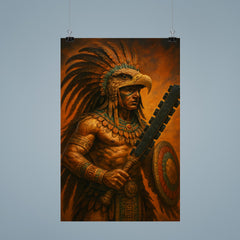 Aztec eagle warrior with obsidian macuahuitl poster 9