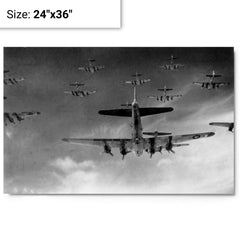 B-17 Flying Fortress In Formation metal print on a plain backdrop in size 24"x36".