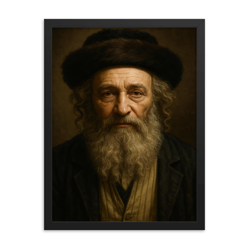 Baal Shem Tov portrait framed print on a plain backdrop in size 18