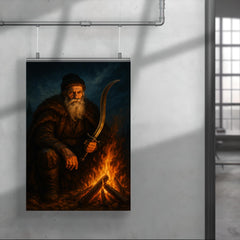 Baba Novac by campfire and curved blade poster 4