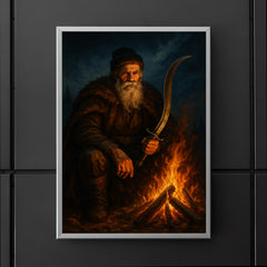Baba Novac by campfire and curved blade poster 5