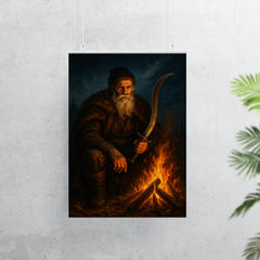 Baba Novac by campfire and curved blade poster 7