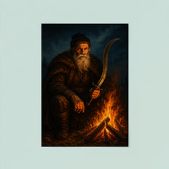 Baba Novac by campfire and curved blade poster 8