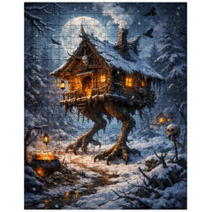 Baba Yaga hut on chicken legs winter jigsaw puzzle