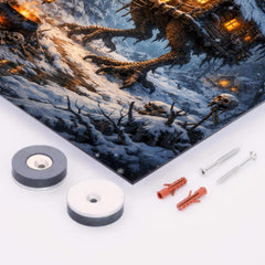 Baba Yaga hut on chicken legs winter metal print mockup