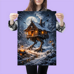 Baba Yaga hut on chicken legs winter poster 3