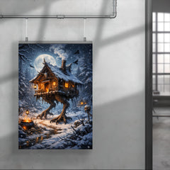 Baba Yaga hut on chicken legs winter poster 4