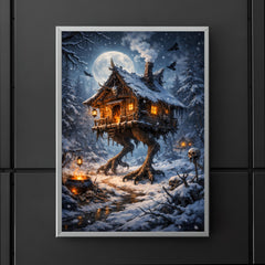 Baba Yaga hut on chicken legs winter poster 5