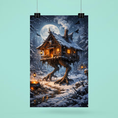 Baba Yaga hut on chicken legs winter poster 6