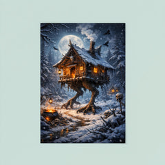 Baba Yaga hut on chicken legs winter poster 8