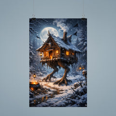 Baba Yaga hut on chicken legs winter poster 9