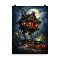 Baba Yaga's hut on chicken legs poster on a plain backdrop in size 8"x10".