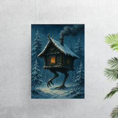 Baba Yaga’s hut stalking through snowy pines poster 7