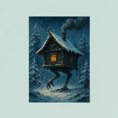 Baba Yaga’s hut stalking through snowy pines poster 8