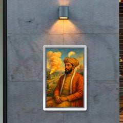 Babur in charbagh with cannon smoke poster 2
