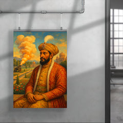 Babur in charbagh with cannon smoke poster 4
