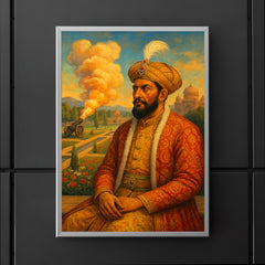 Babur in charbagh with cannon smoke poster 5