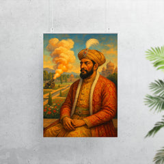 Babur in charbagh with cannon smoke poster 7