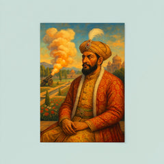 Babur in charbagh with cannon smoke poster 8