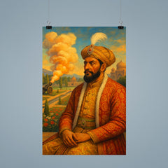 Babur in charbagh with cannon smoke poster 9