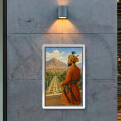 Babur overlooking Kabul garden and mountains poster 2