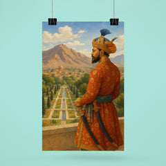 Babur overlooking Kabul garden and mountains poster 6