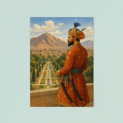 Babur overlooking Kabul garden and mountains poster 8