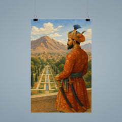 Babur overlooking Kabul garden and mountains poster 9