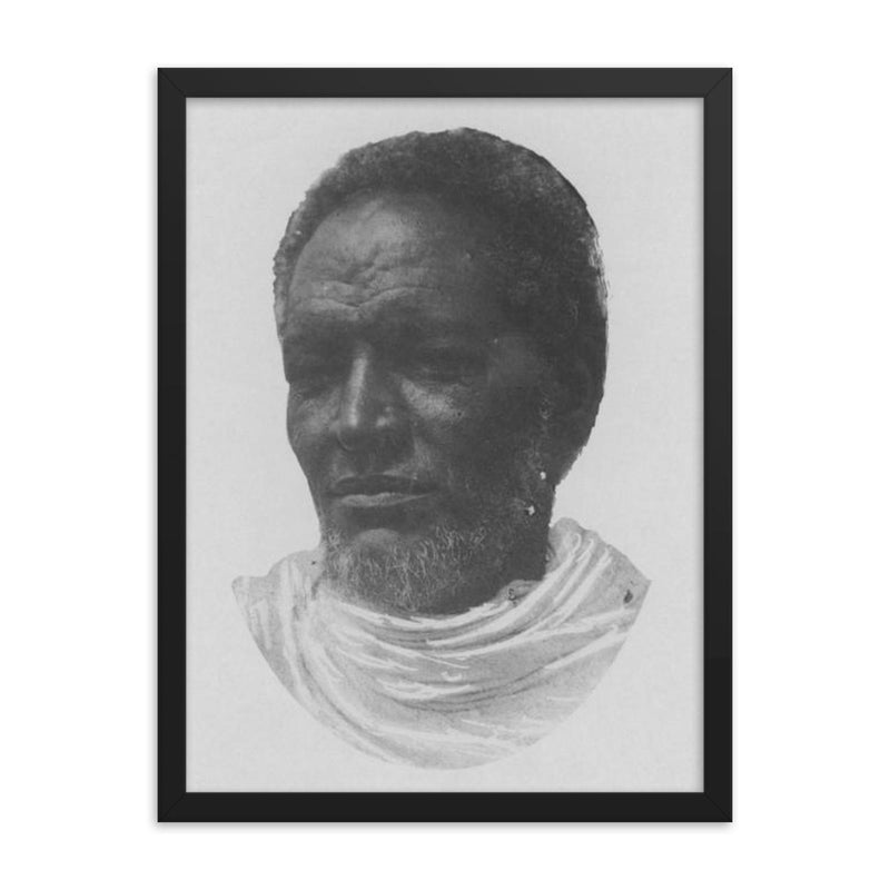 Bahta Hagos framed print on a plain backdrop in size 18