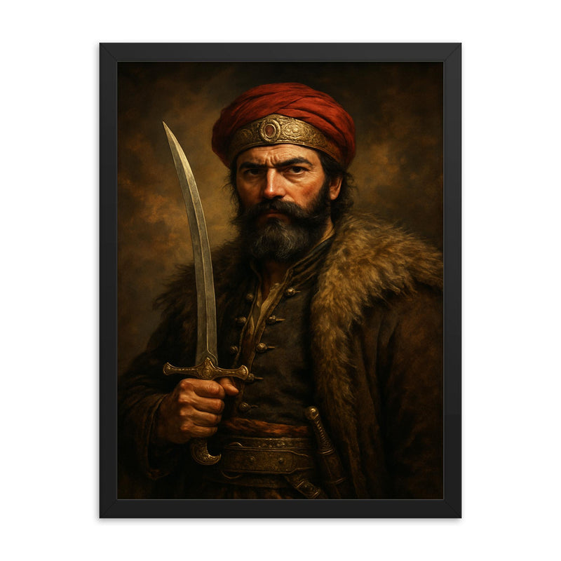Bajo Pivljanin portrait framed print on a plain backdrop in size 18