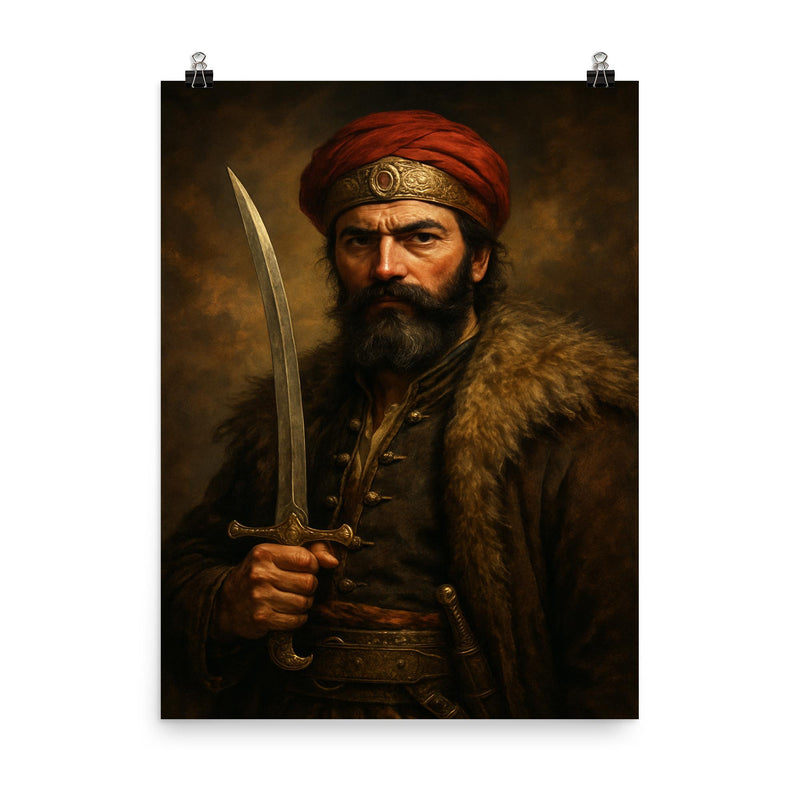 Bajo Pivljanin portrait poster on a plain backdrop in size 8