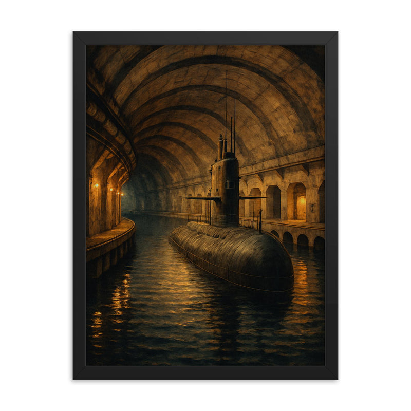 Balaklava Submarine Base Crimea Ukraine framed print on a plain backdrop in size 18