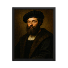 Baldassare Castiglione framed print on a plain backdrop in size 16"x20".