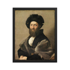 Baldassare Castiglione framed print on a plain backdrop in size 16"x20".