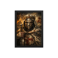 Baldwin IV masked leper king portrait framed print on a plain backdrop in size 12"x16".