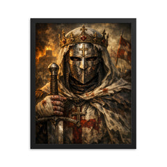 Baldwin IV masked leper king portrait framed print on a plain backdrop in size 16"x20".