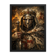 Baldwin IV masked leper king portrait framed print on a plain backdrop in size 18"x24".