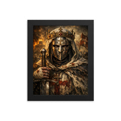 Baldwin IV masked leper king portrait framed print on a plain backdrop in size 8"x10".